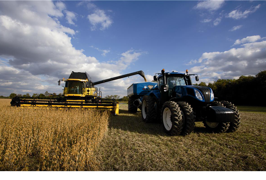 new holland combine and tractor