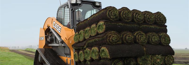 CASE Construction TV380 Hauling a Skid of Sod